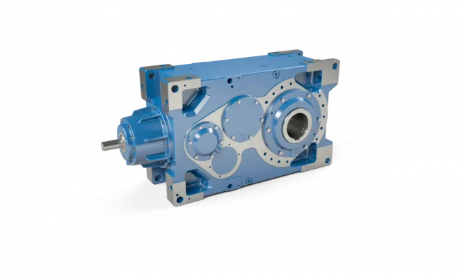 Hộp giảm tốc tải nặng Nord Drivesystems MAXXDRIVE dạng góc vuông (Right-Angle) ứng dụng vỏ UNICASE, đáp ứng các hệ thống máy nghiền và băng tải siêu trường siêu trọng.