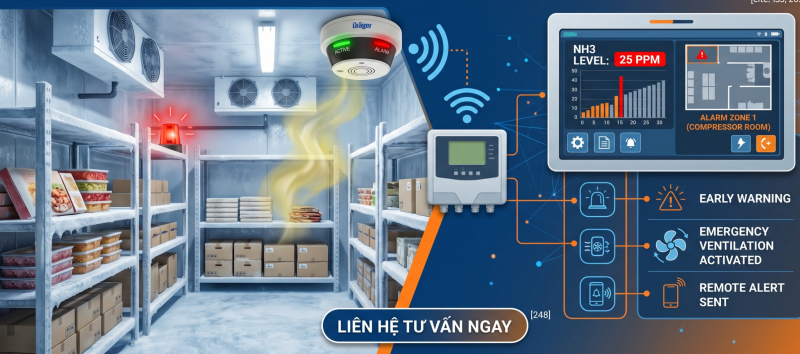 Giải pháp giám sát khí độc cho kho lạnh công nghiệp