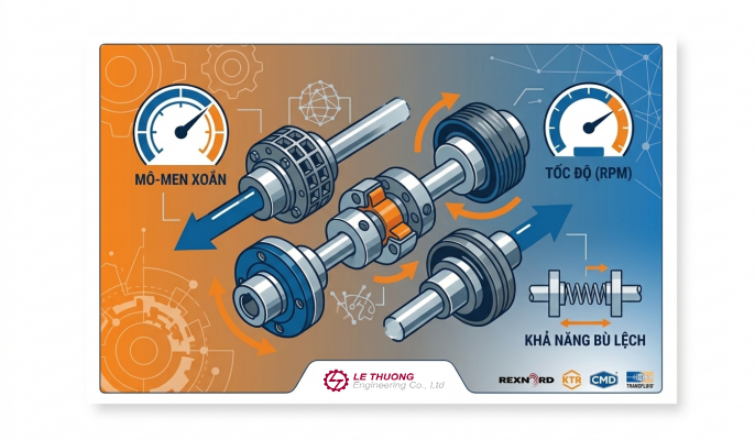 Cẩm Nang Toàn Tập Chọn Khớp Nối Trục Công Nghiệp: Phân Tích Mô-men Xoắn, Tốc Độ Và Khả Năng Bù Lệch Tâm